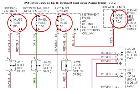 1998 Toyota Camry Instrument Panel Issue