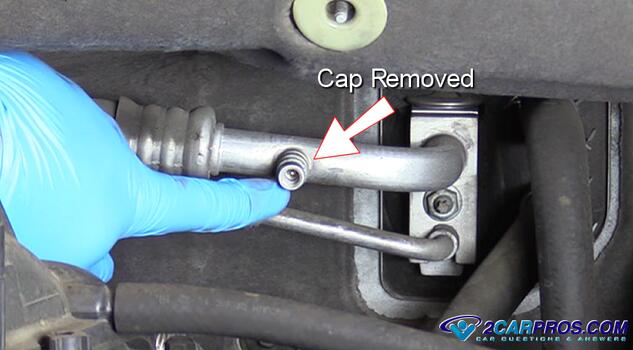 AC low side port cap removed