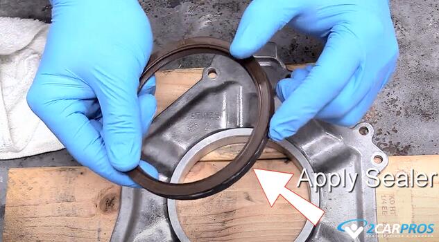 apply sealer rear crankshaft main seal