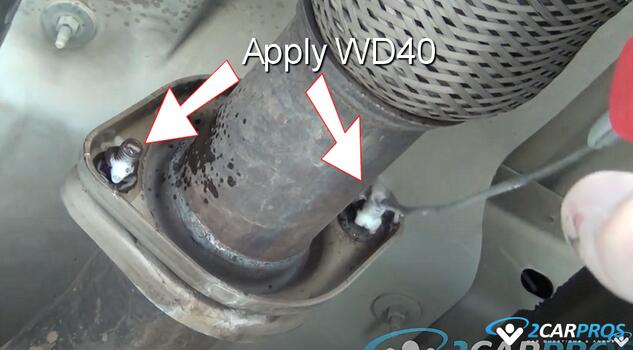 apply wd40 to catalytic converter bolts