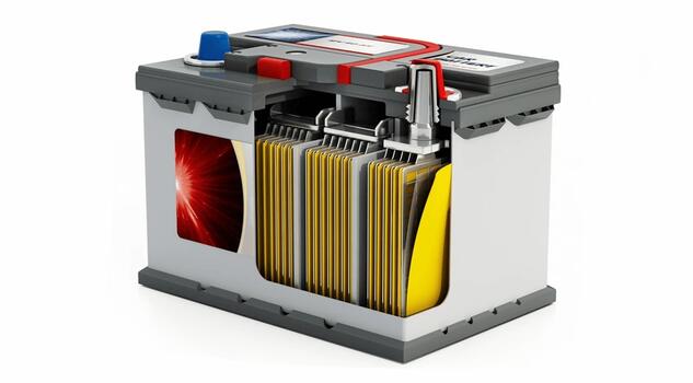 automotive 12 volt battery cross section