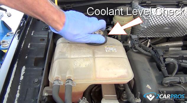 automotive engine coolant level inspection