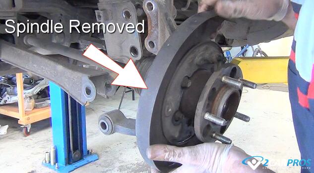 automotive suspension spindle knuckle removed