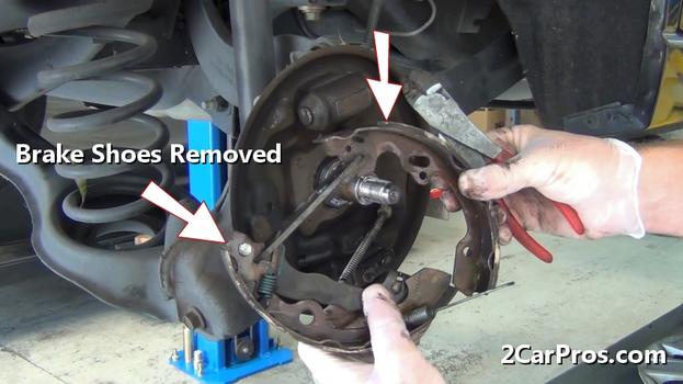 brake shoes removed