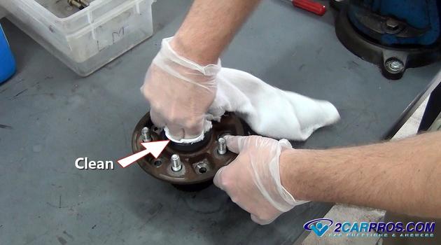 clean bearing grease from hub