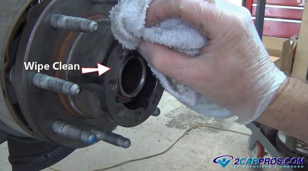 clean bearing hub axle surface