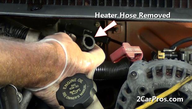 heater hose removed