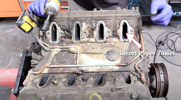 inseet paper towel into intake