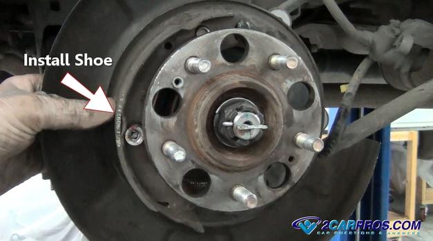 install parking brake shoe