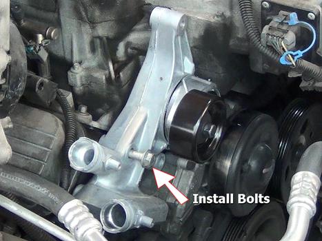 install serpentine belt tensioner bolts