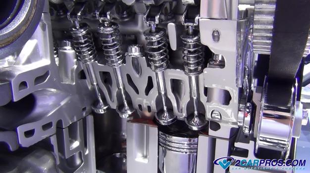 automtoive engine cylinder head intake exhasut valve cuttaway