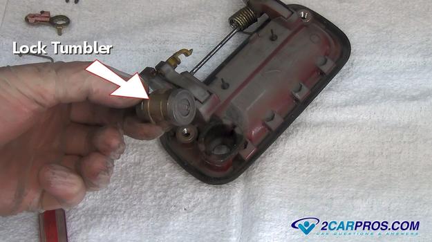 door lock tumbler removed