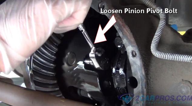 loosen pinion pivot bolt