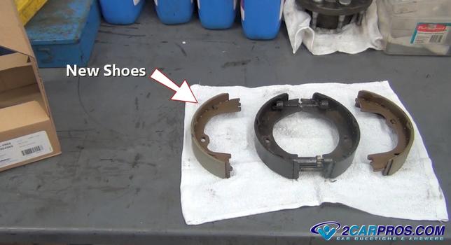 new parking brake shoe set