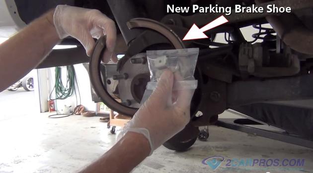 new parking brake shoe