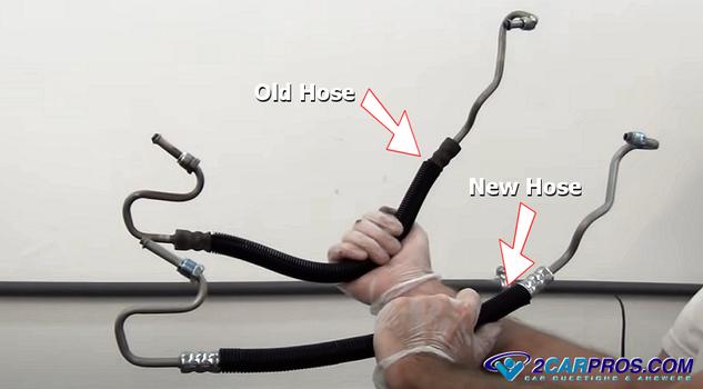 old new steering hose