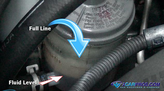 power steering fluid level line