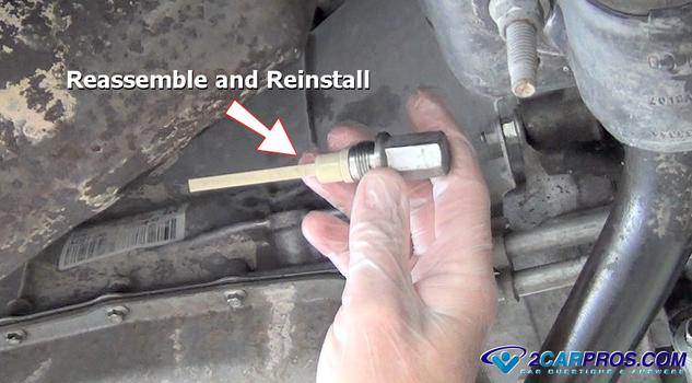 reassemble dip stick