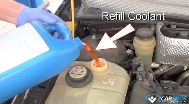 refill automotive cooling system reservoir radiator