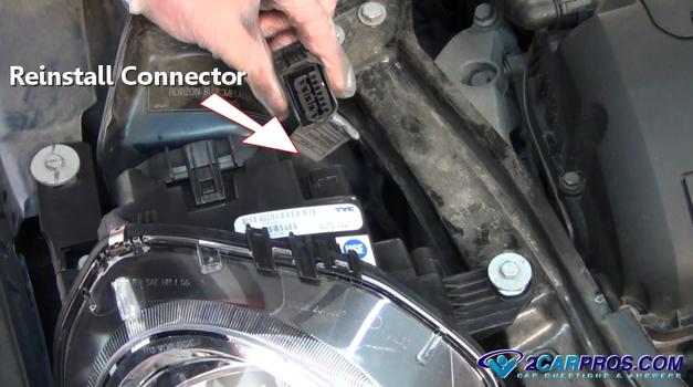 reinstall headlight lens electrical connector