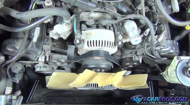 reinstall serpentine belt and fan clutch