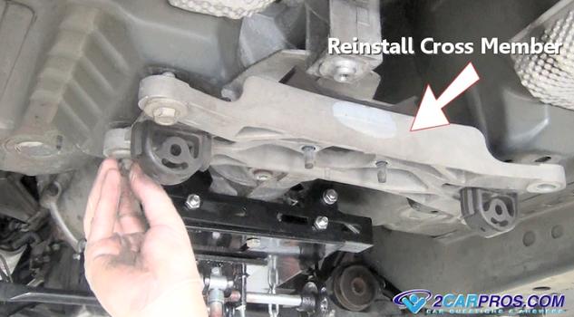 reinstall transmission cross member