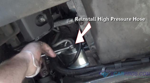 reinstalling high pressure hose