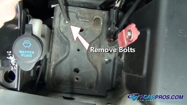 remove battery tray bolts