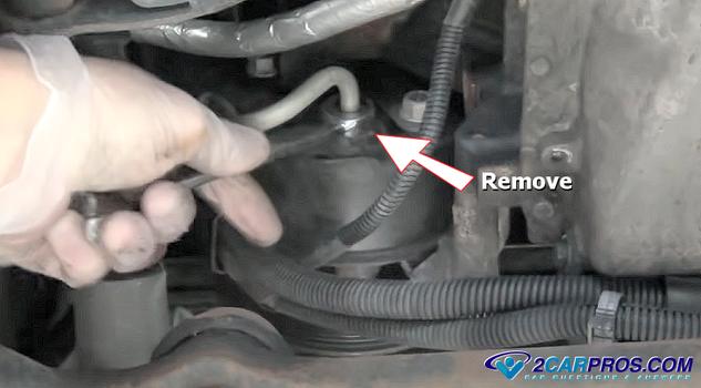 remove power steering hose pump
