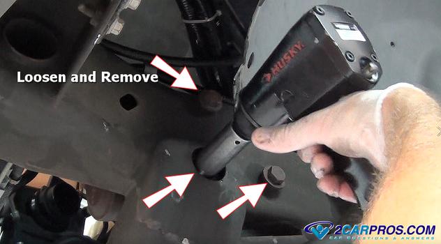 remove steering box mounting bolts