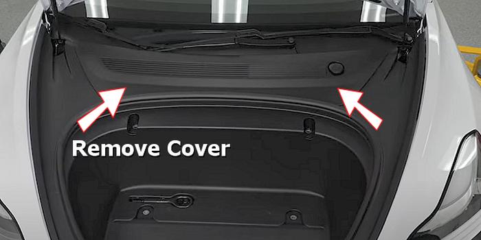 remvoe under front hood cover