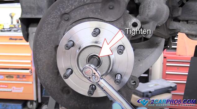 tighten bearing hub center nut