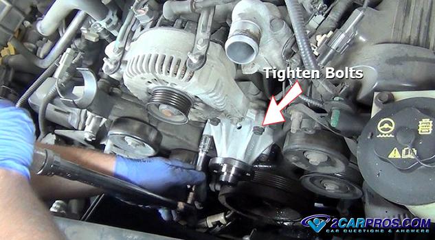 tighten water pump bolts