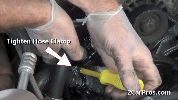 tighten heater hose clamp