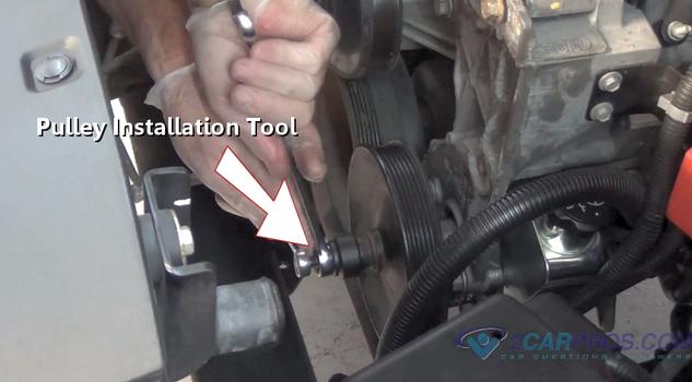 using pulley installation tool